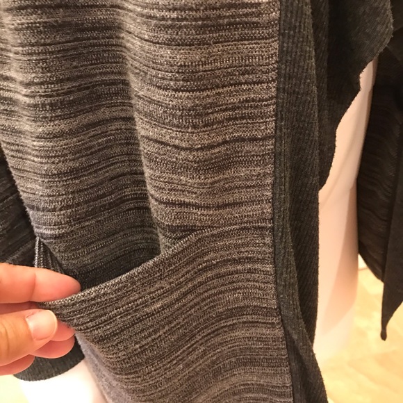 H by Halston Cardigan Sweater Womens Size M Open Front Deep Pockets Dark Grey - Picture 8 of 14